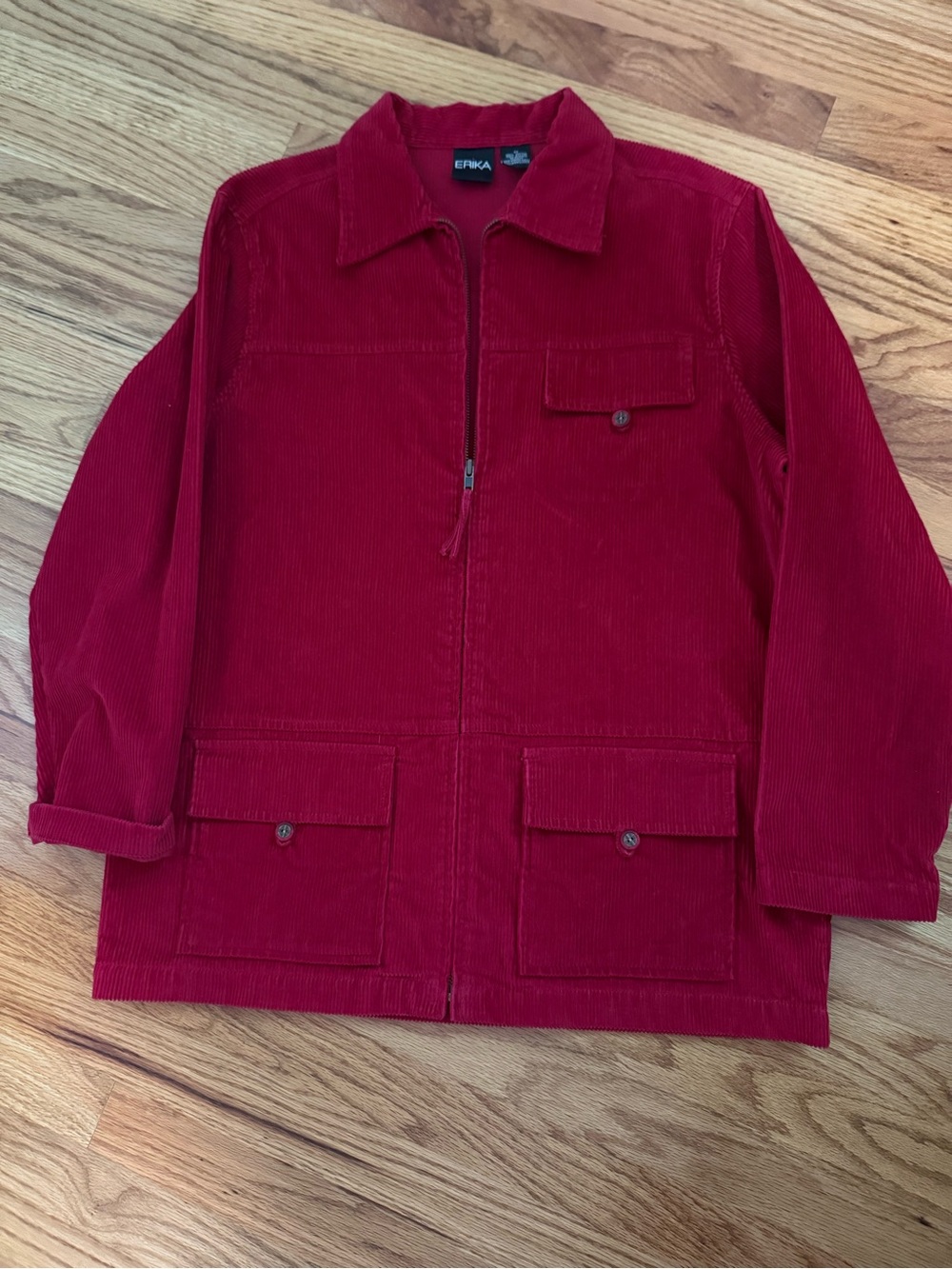 Erika Red Corduroy Lightweight Chore Jacket